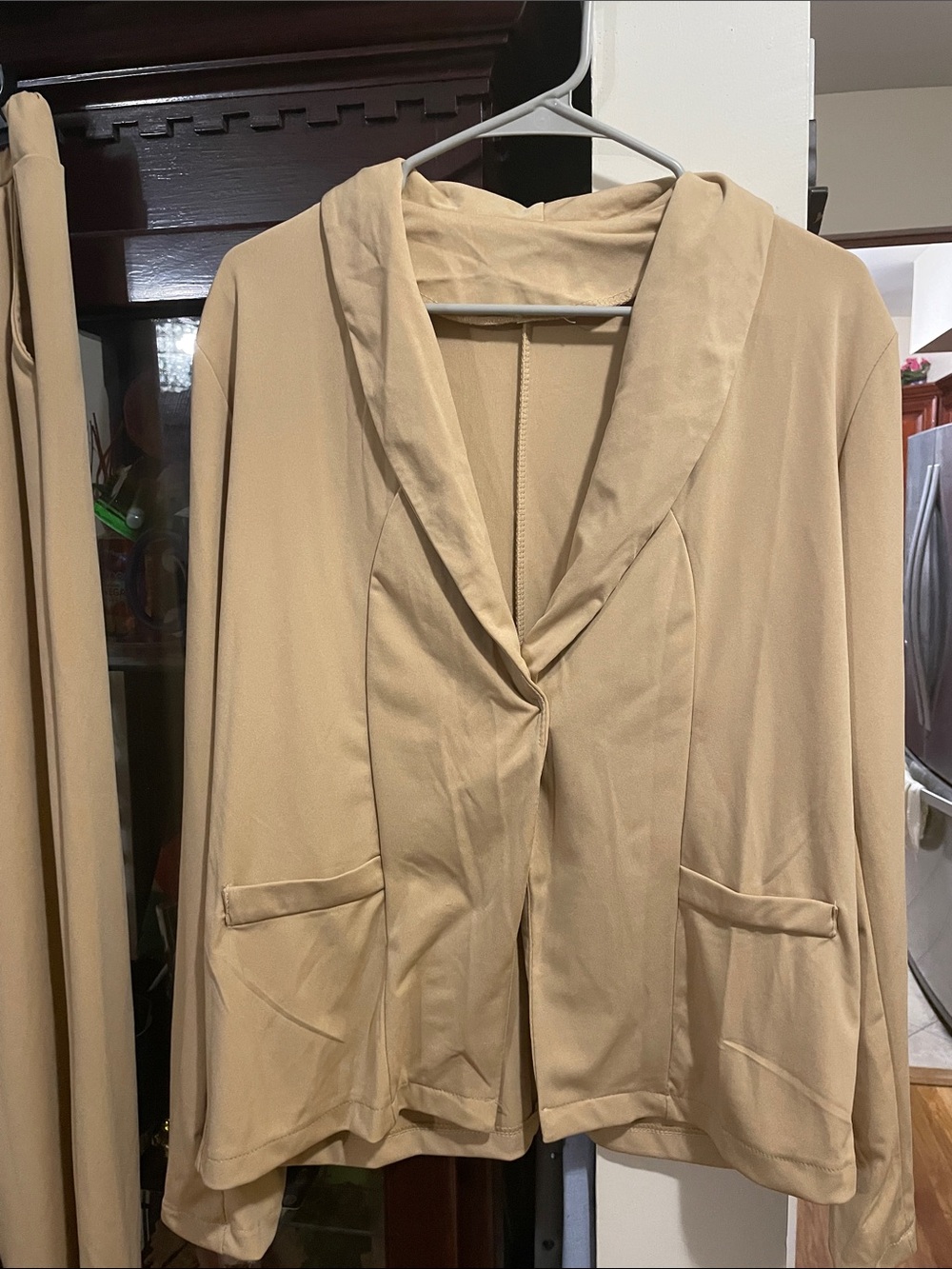 New Women's Beige Open Front Blazer Jacket with pants size medium